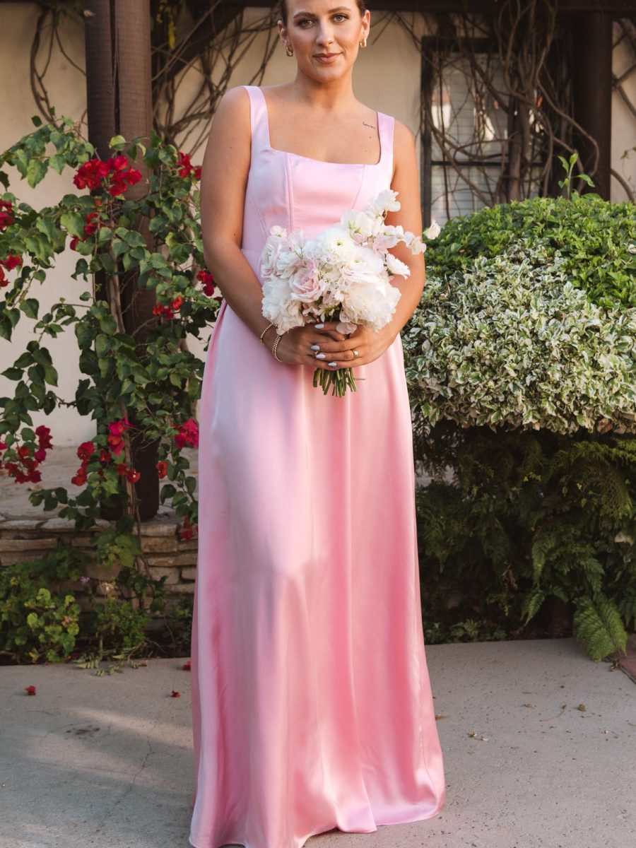 Nina Maxi Dress ~ Light Pink Luxe Satin