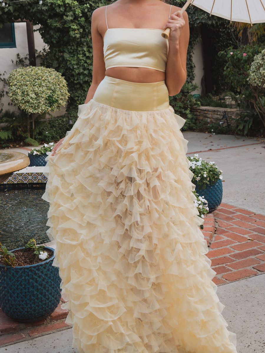 Meet Me at Midnight Skirt ~ Pale Yellow Ruffle Tulle