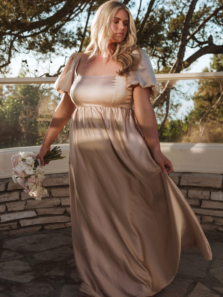 Nora Maxi Dress ~ Champagne Luxe Satin