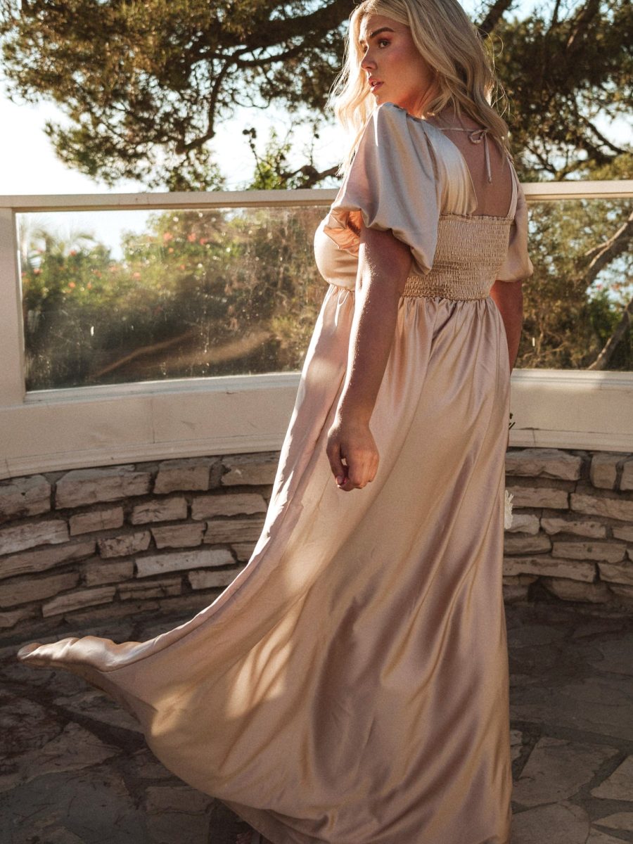Nora Maxi Dress ~ Champagne Luxe Satin