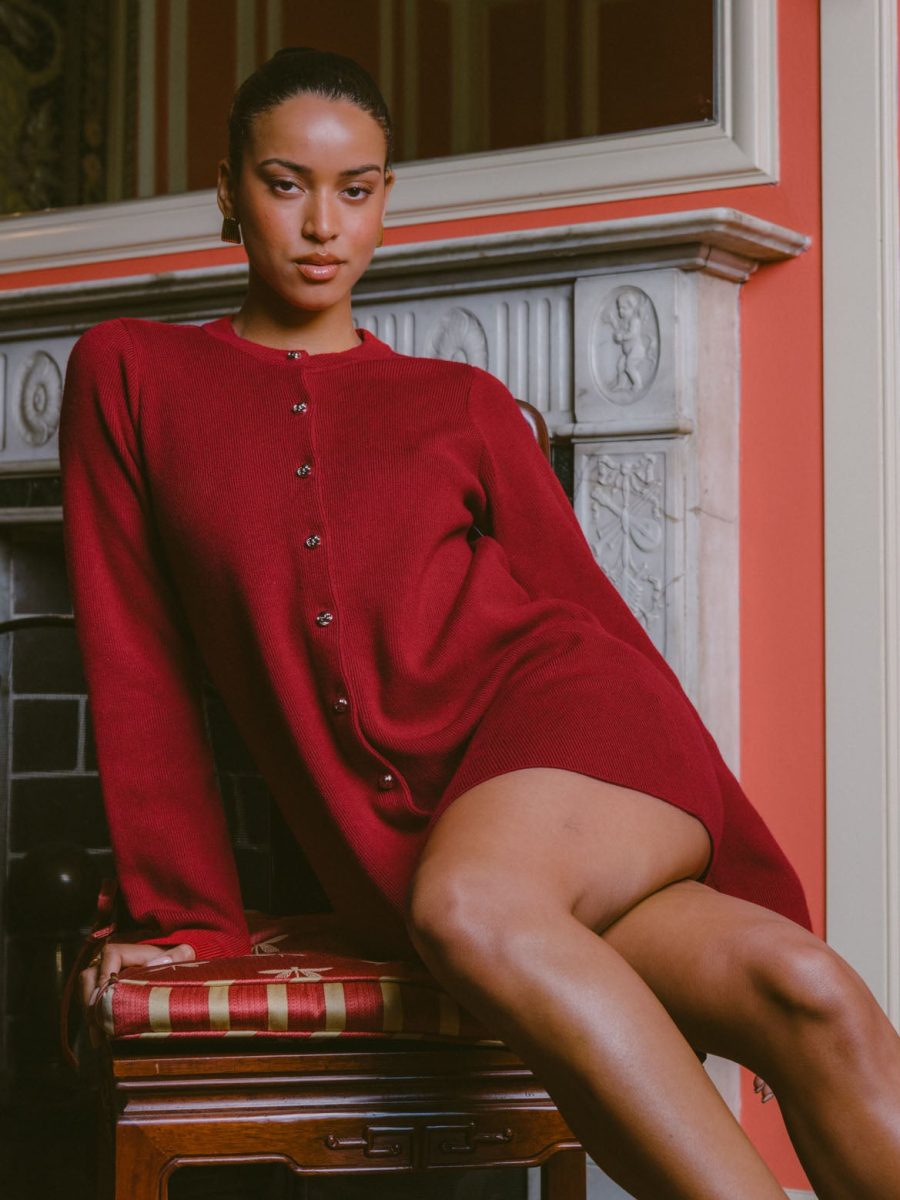 Marguerite Cardigan Dress ~ Lover Red Knit
