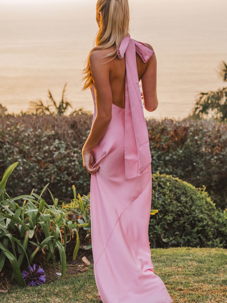 Lisa Maxi Dress ~ Light Pink Luxe Satin