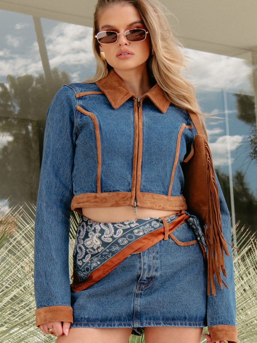 Dawson Jacket ~ Indigo with Faux Suede