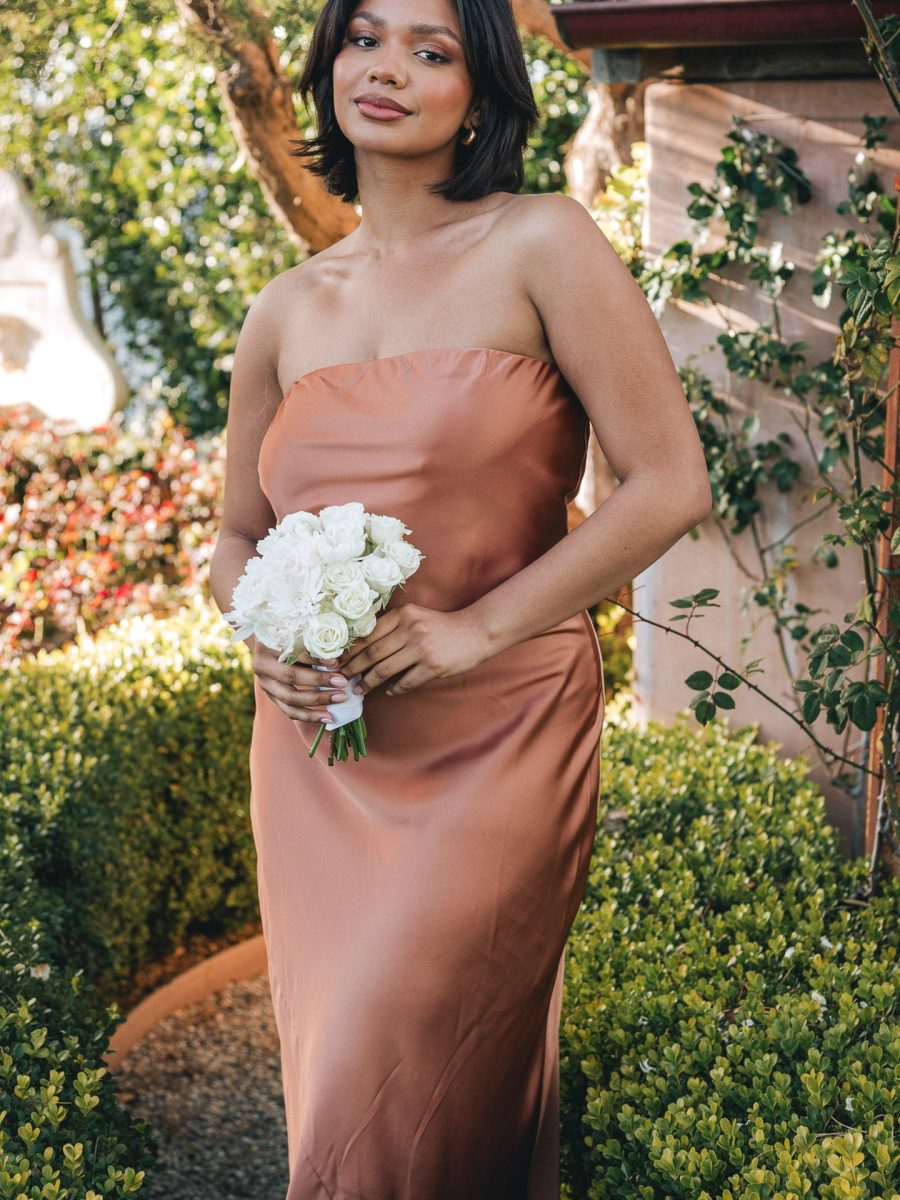 Taylor Tube Maxi Dress ~ Copper Luxe Satin
