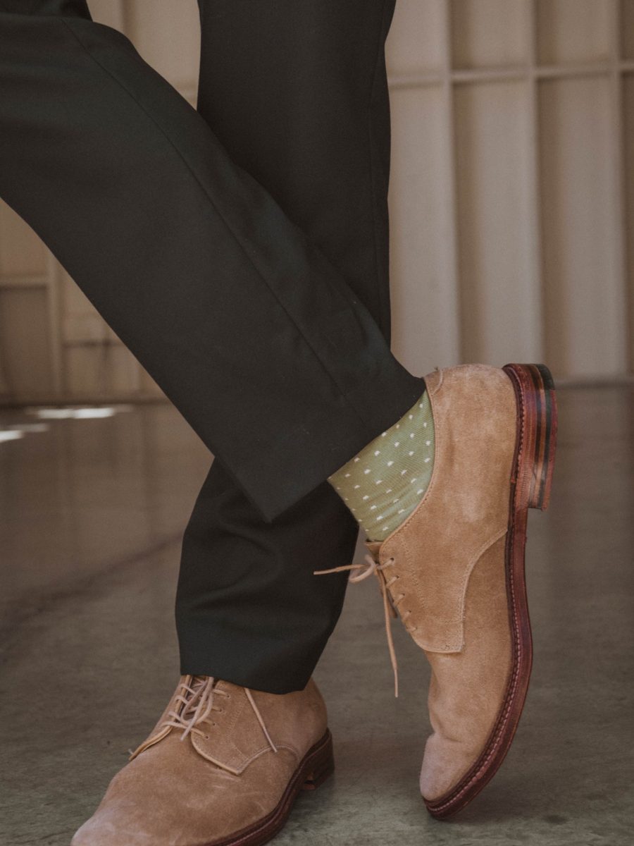 Owen Sock ~ Moss Green Dots