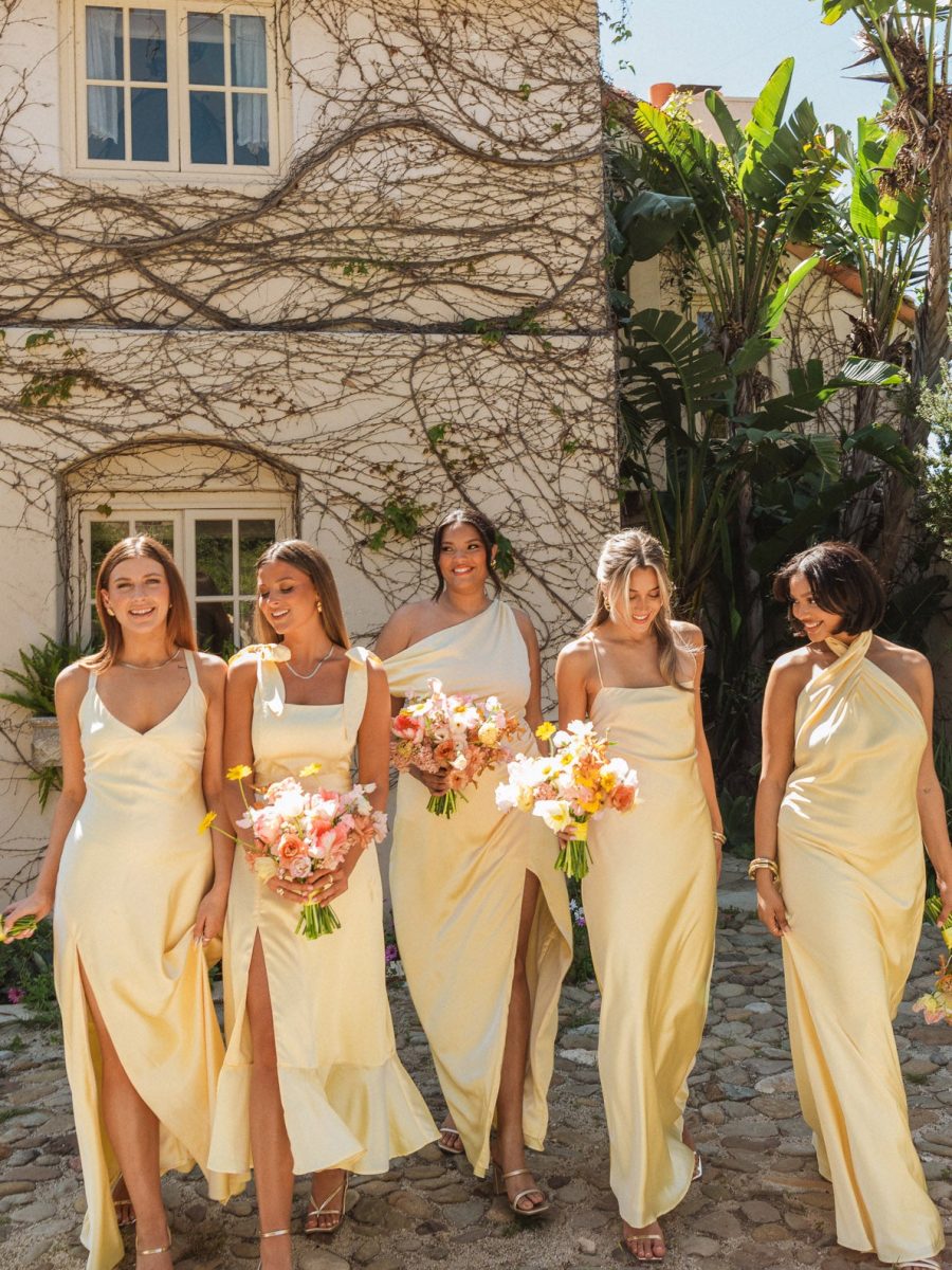 Jasmine Halter Maxi Dress ~ Pale Yellow Luxe Satin