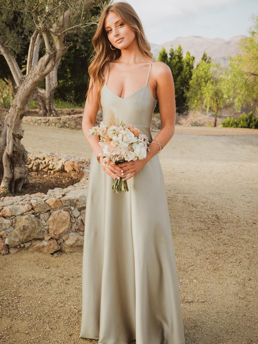 Faith Maxi Dress ~ Moss Green Luxe Satin