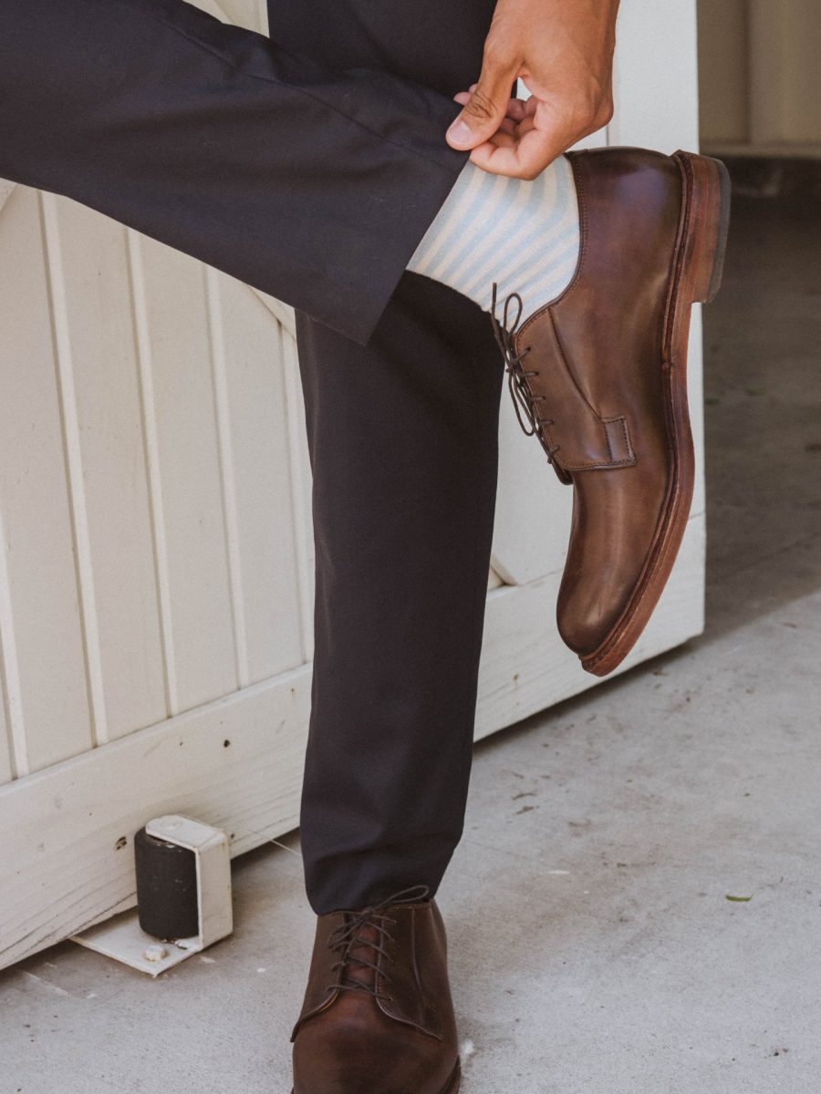 Owen Sock ~ Steel Blue Stripe