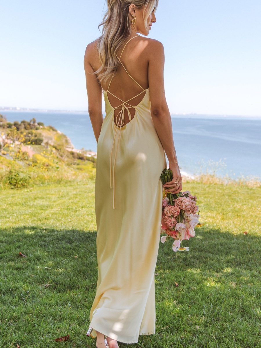 Dani Slip Dress ~ Pale Yellow Luxe Satin
