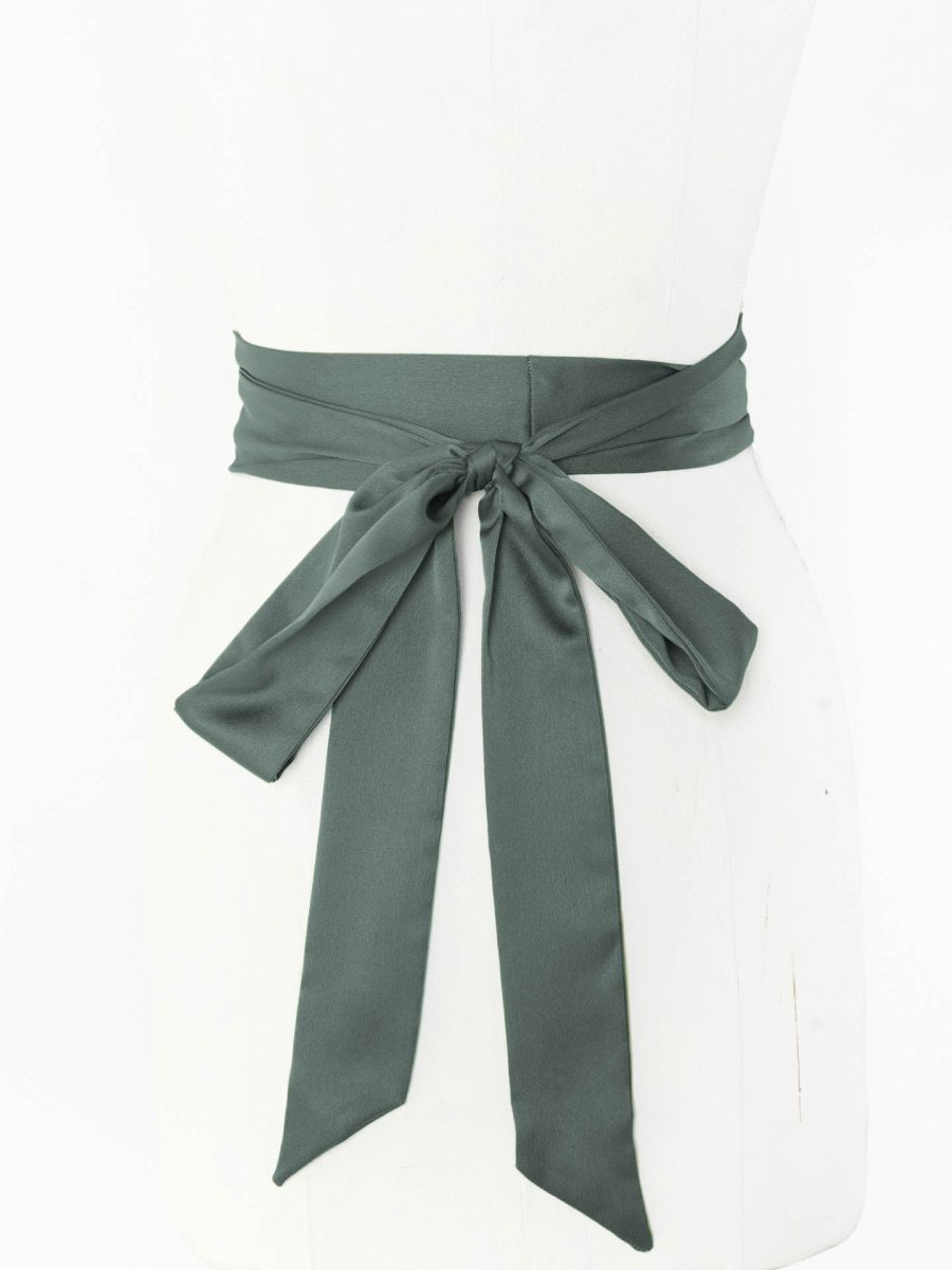 Bridesmaid Sash ~ Deep Sage Luxe Satin