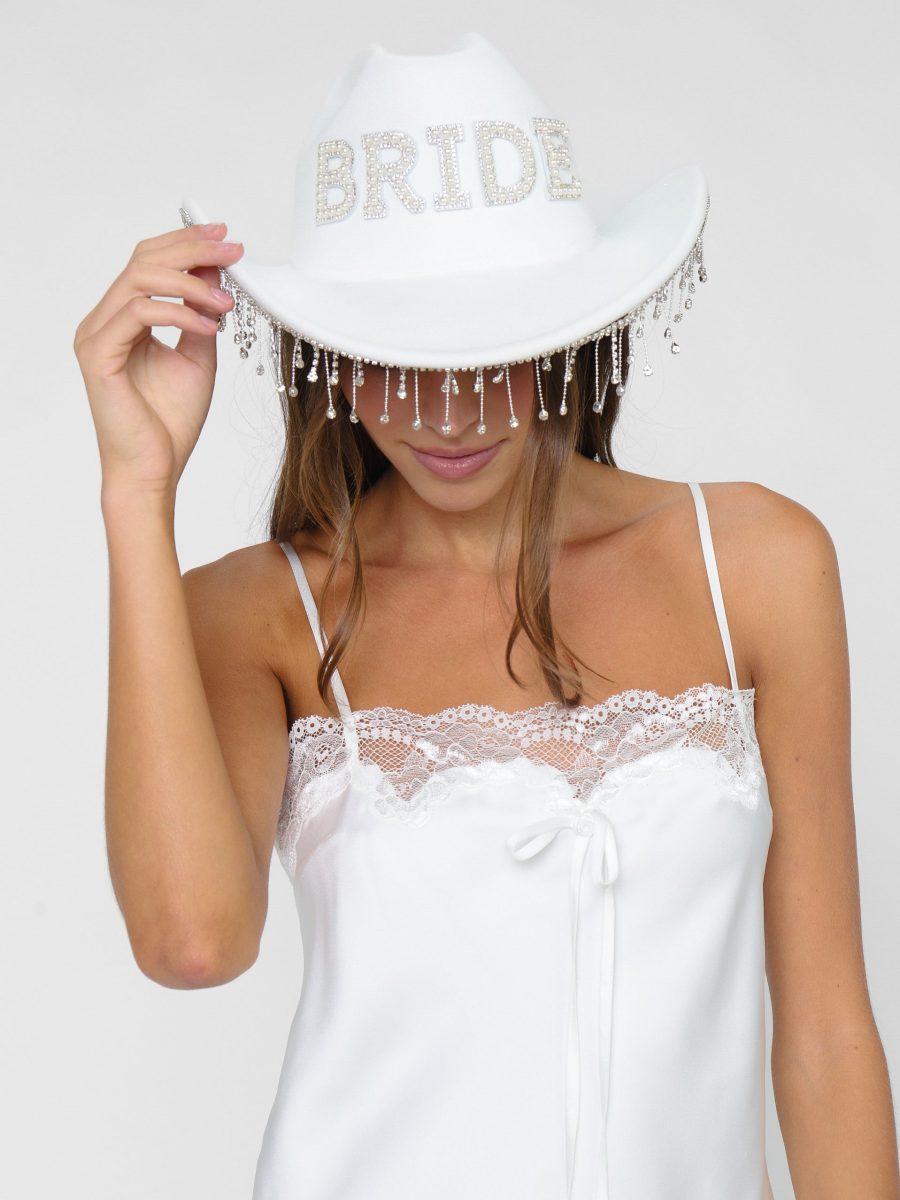 Diamond Darling Bride Hat ~ White