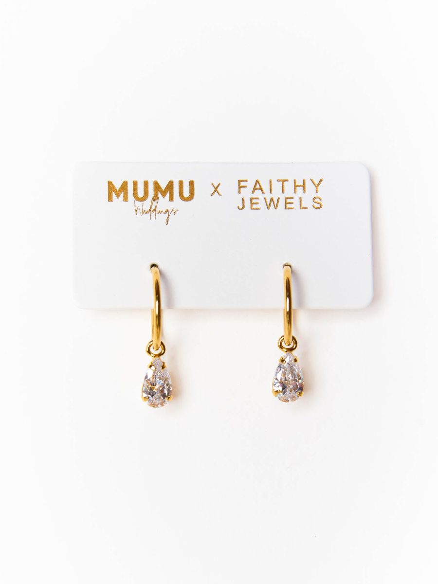 Mumu Weddings x Faithy Jewels Pear Drop Hoop ~ Gold