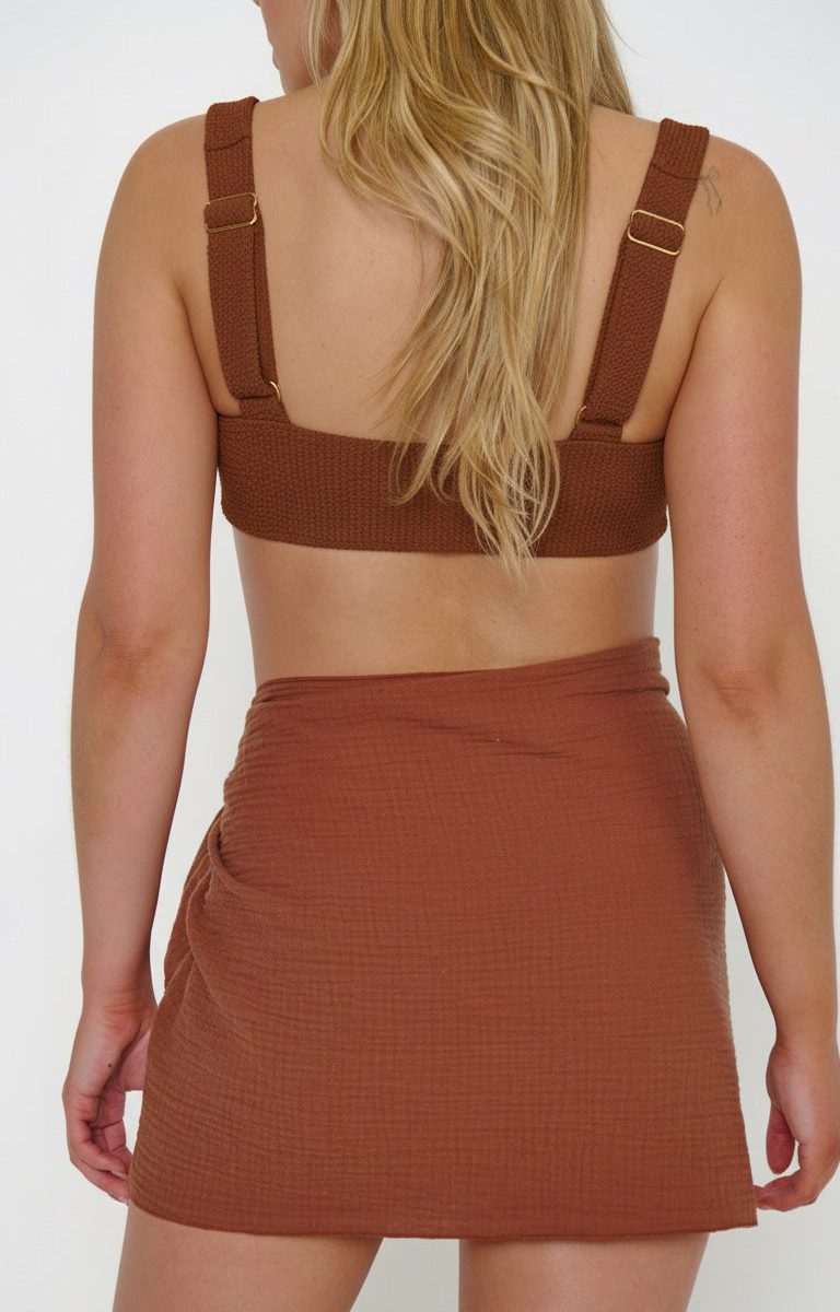Leyla Sarong ~ Brown Crinkle Gauze