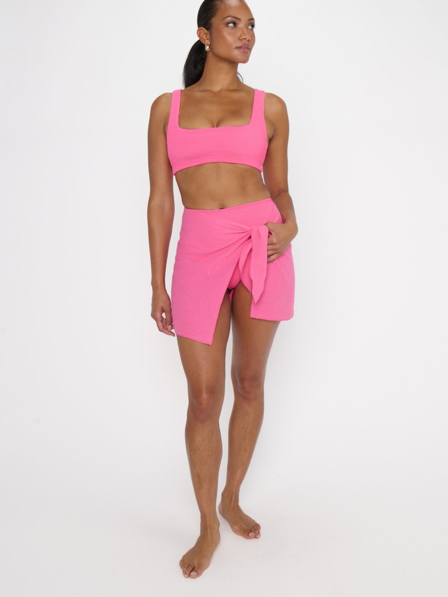 Leyla Sarong ~ Strawberry Pink Gauze