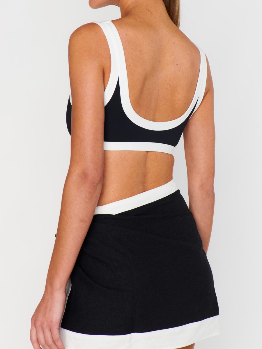 Shoreline Sarong ~ Black and White Linen
