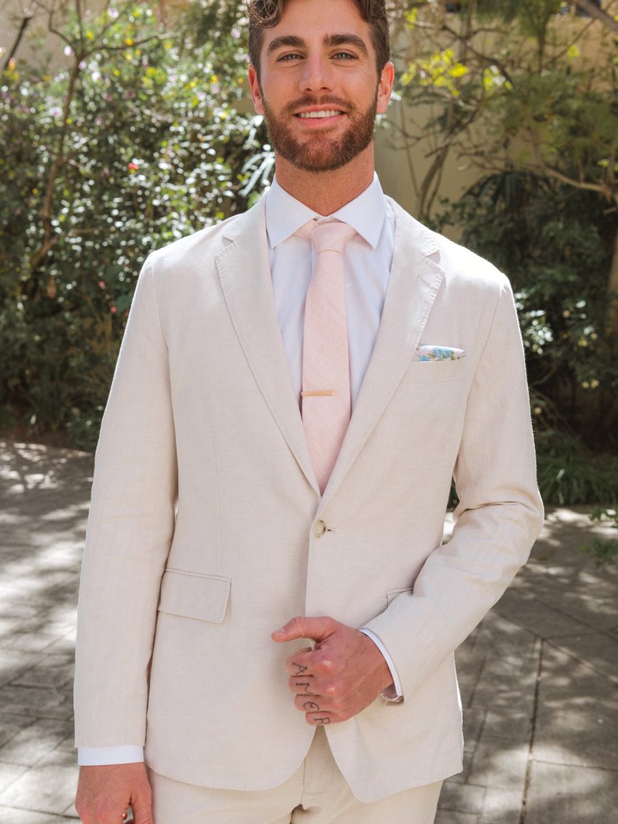 Nico Neck Tie ~ Dusty Blush Linen