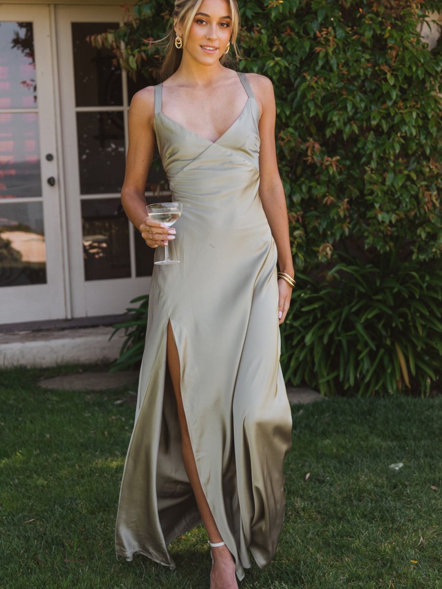 Anderson Maxi Dress ~ Moss Green Luxe Satin