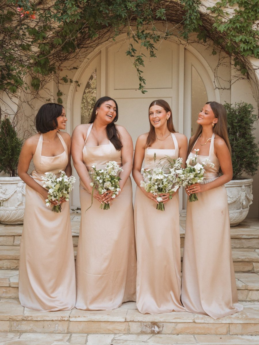 Hazel Halter Maxi Dress ~ Champagne Luxe Satin