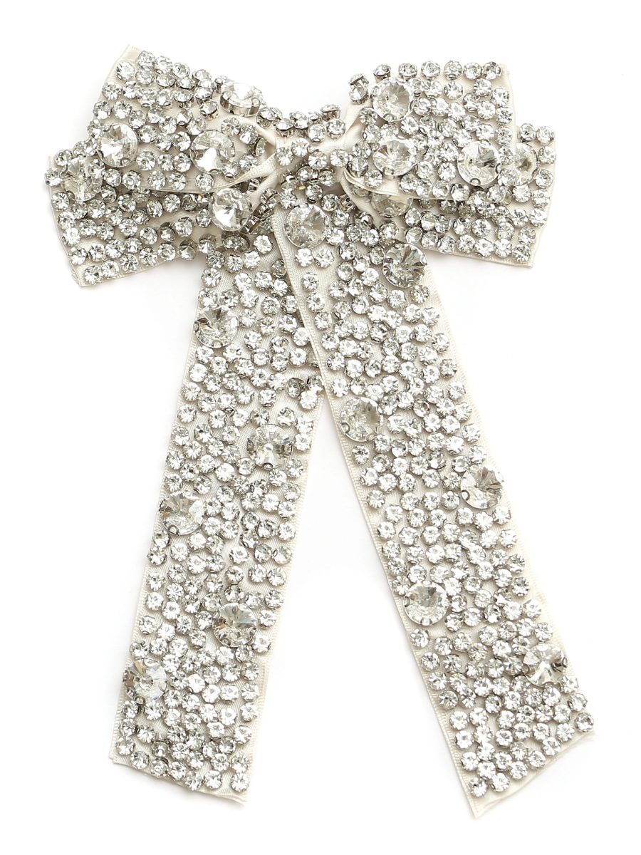 Crystal Hair Bow ~ Silver