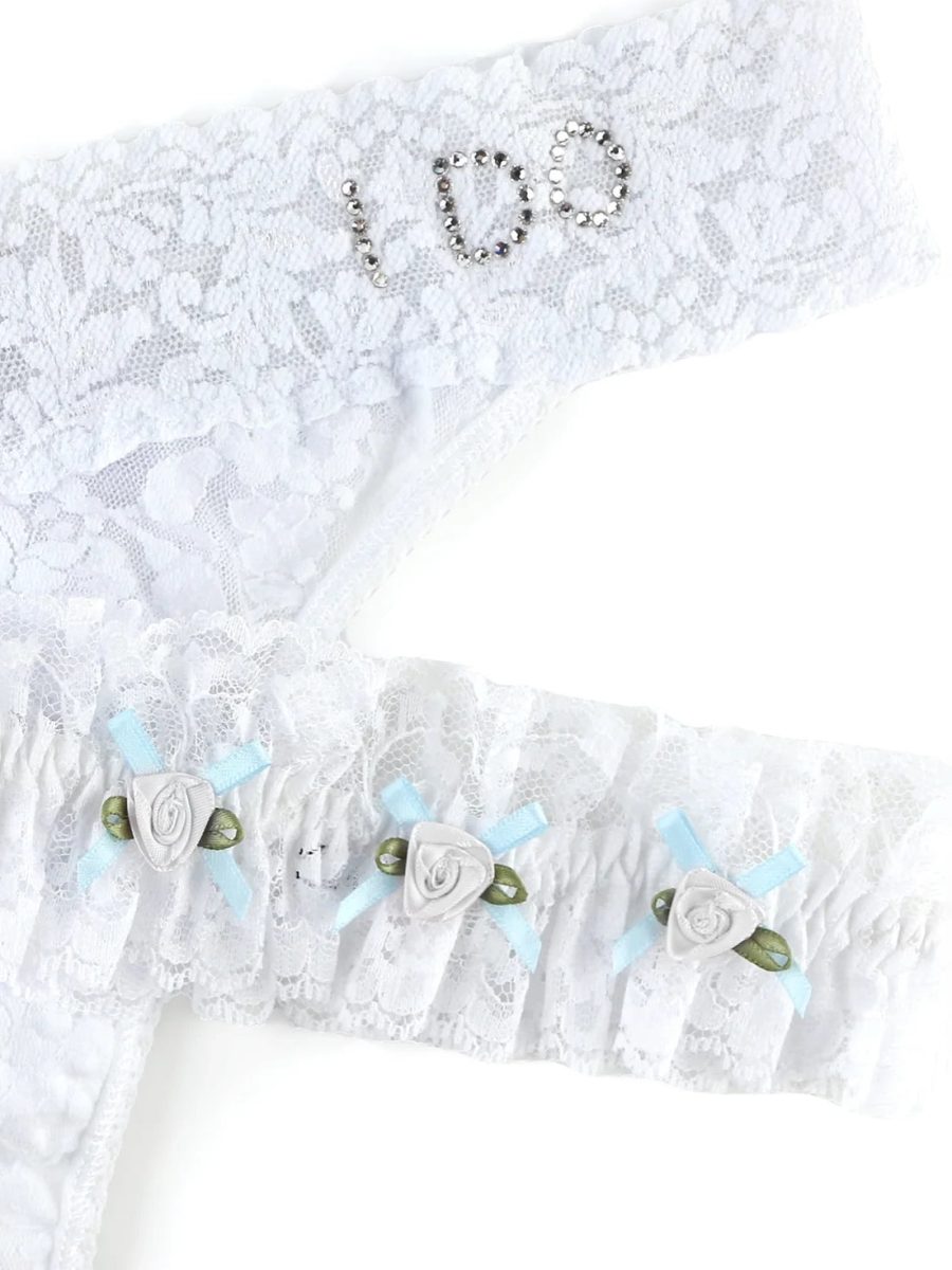 Hanky Panky I Do Original Rise Thong & Garter Box Set ~ White
