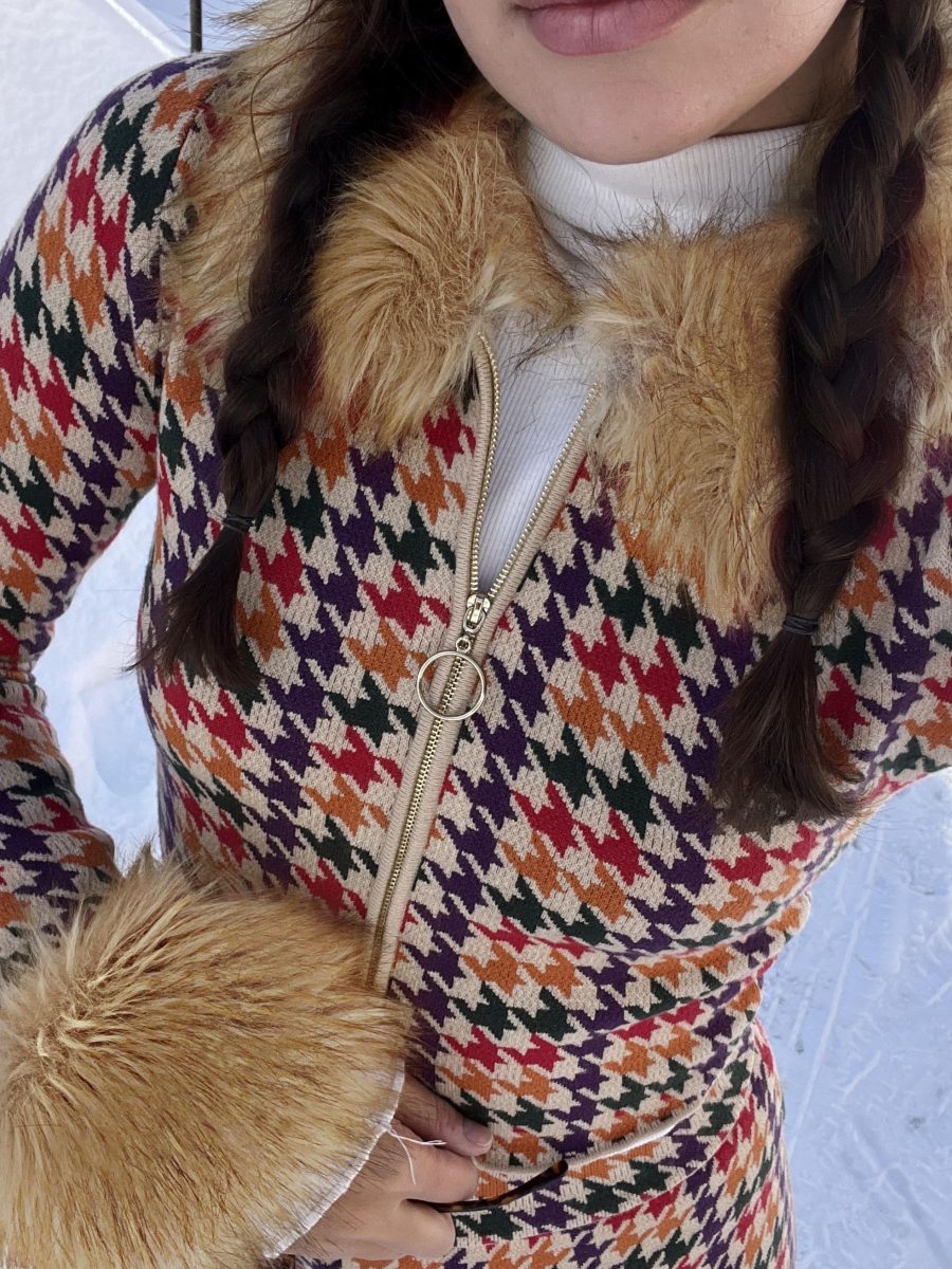 Zermatt Zip Up ~ Valley Houndstooth Faux Fur