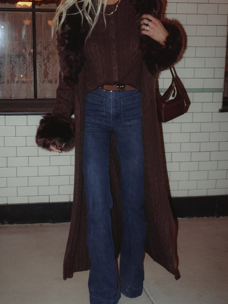 Stormi Cardigan ~ Chocolate Cable Knit with Faux Fur
