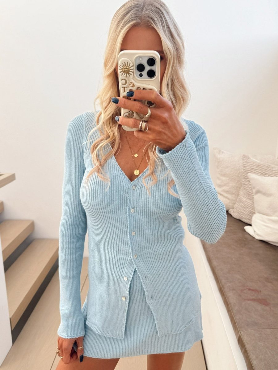 Josie Top ~ Baby Blue Rib Knit