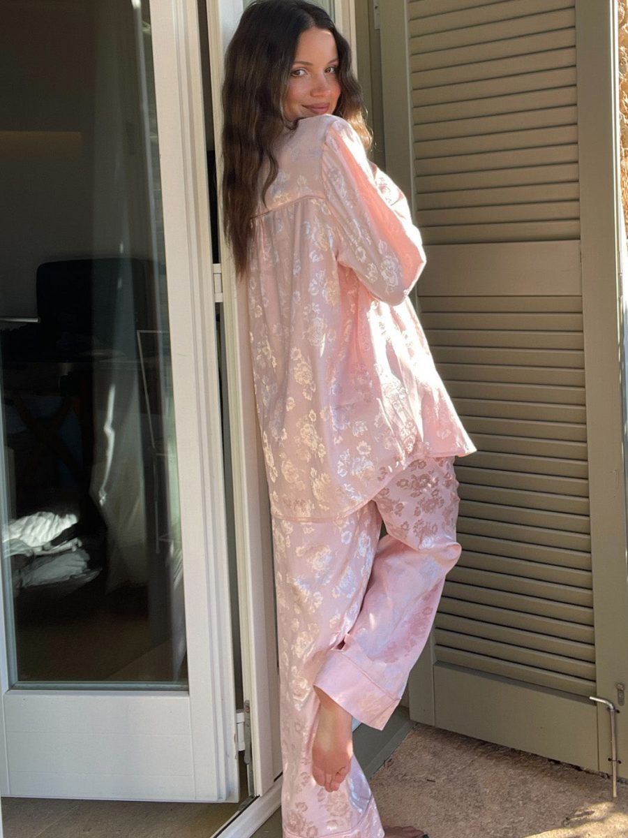 Classic Cropped PJ Set ~ Pink Floral Silky