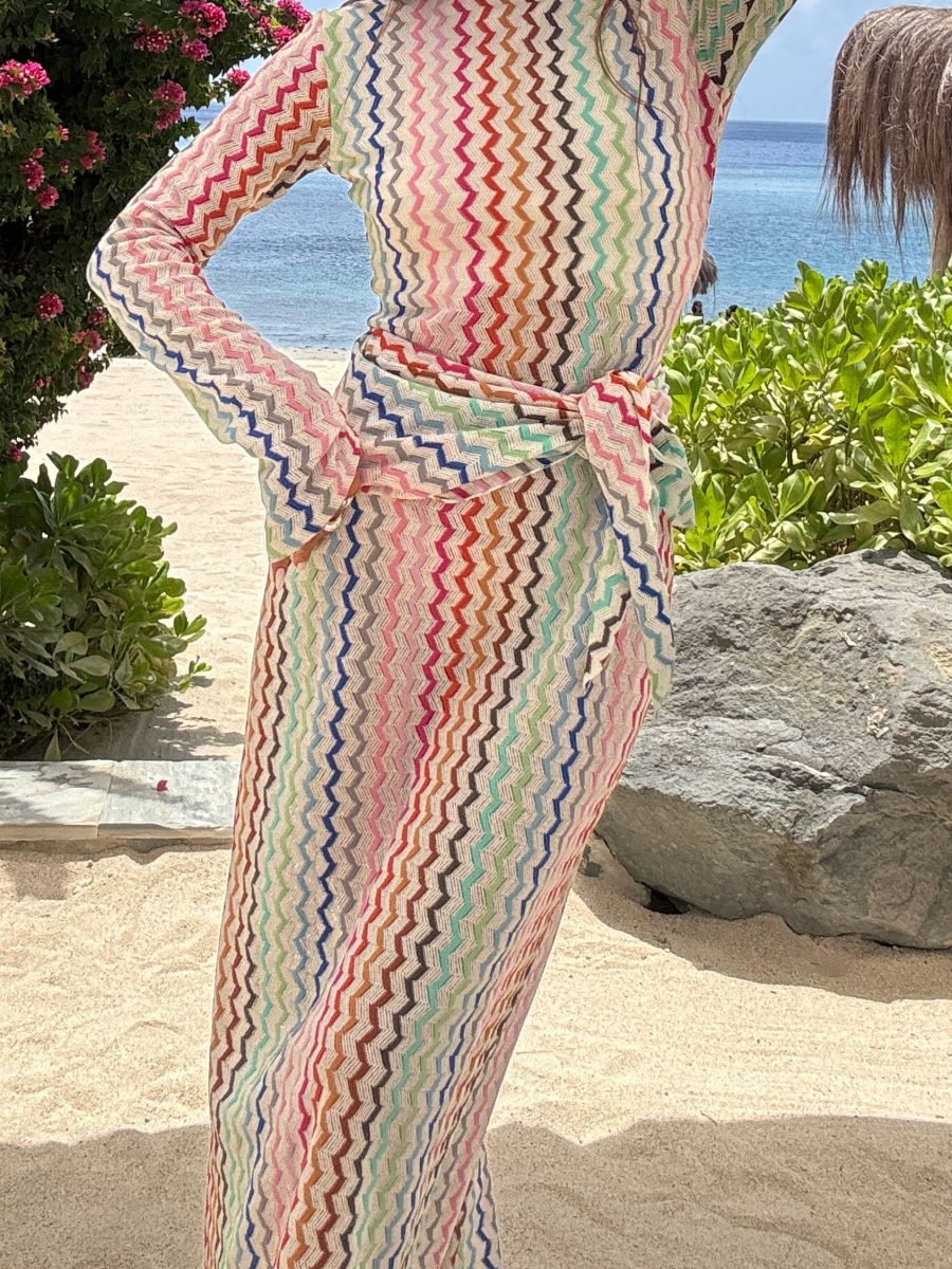 Lopez Maxi Dress ~ Rainbow Zigzag Crochet