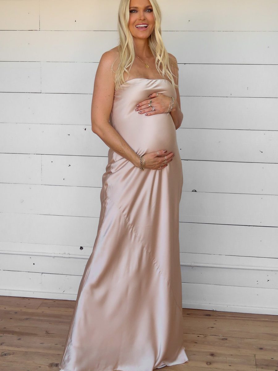 Taylor Tube Maxi Dress ~ Champagne Luxe Satin