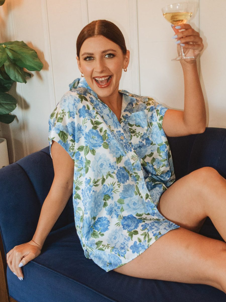 Best Day Button Up ~ Cottage Floral Blue