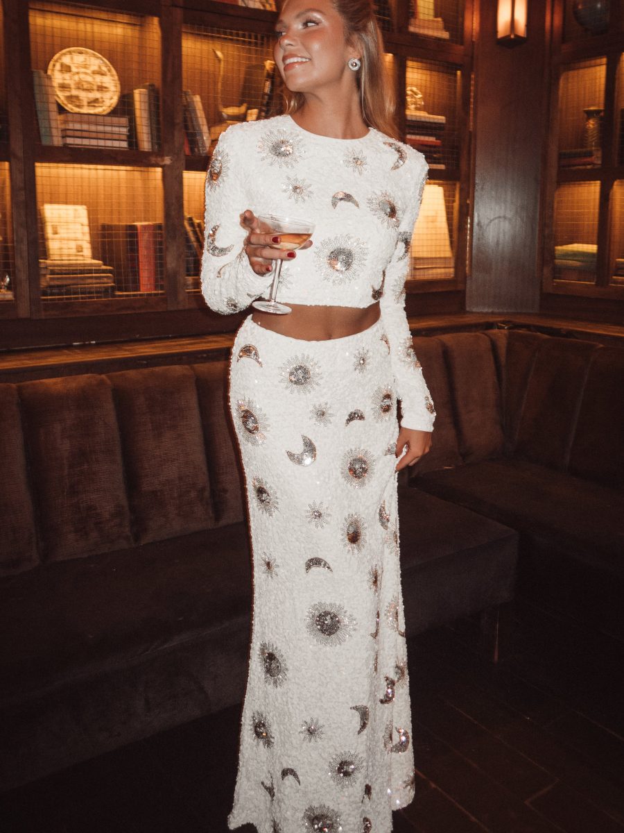 RSVP Skirt ~ White Celestial Sequins