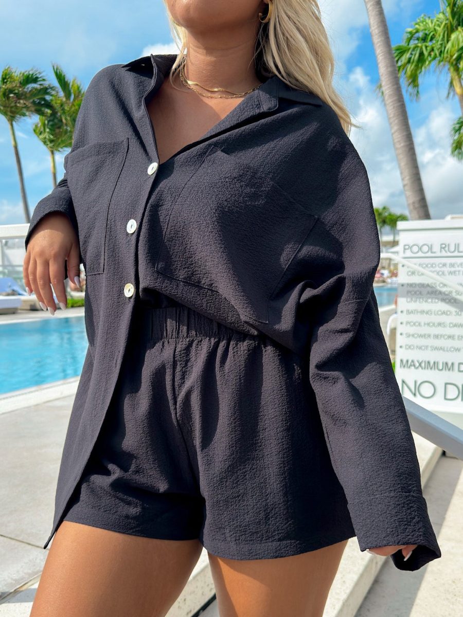 Hendrix Shorts ~ Black Crinkle Flow