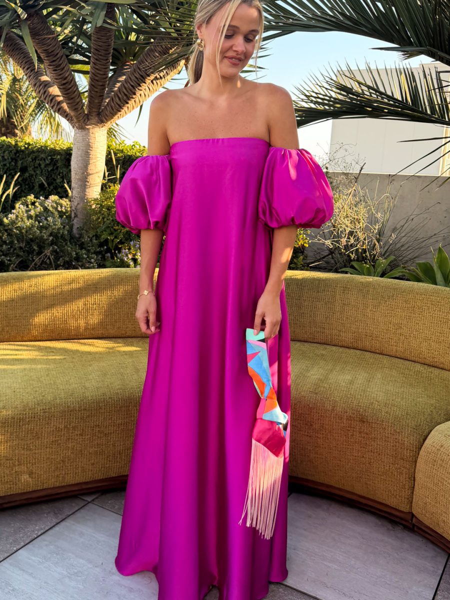 Cassy Maxi Dress ~ Rich Magenta Luxe Satin