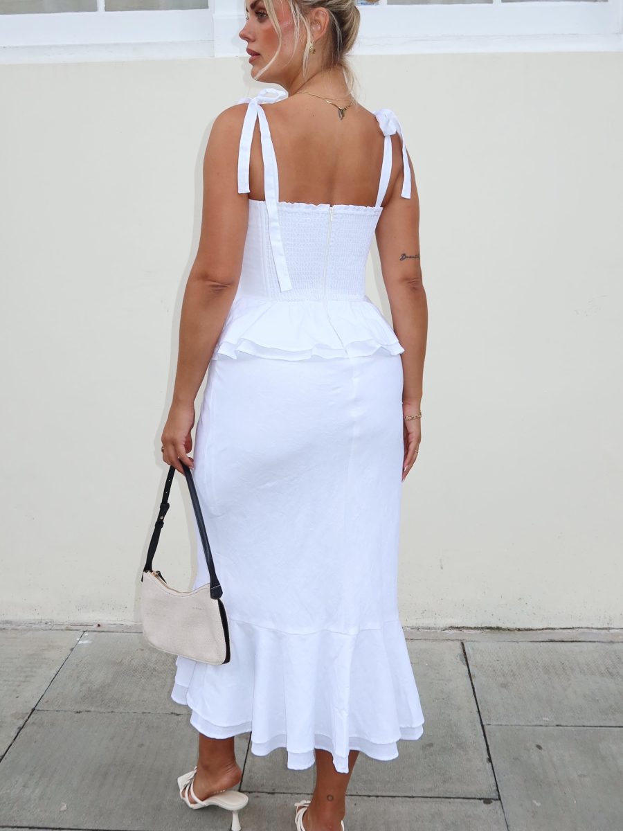 Pauline Peplum Dress ~ White