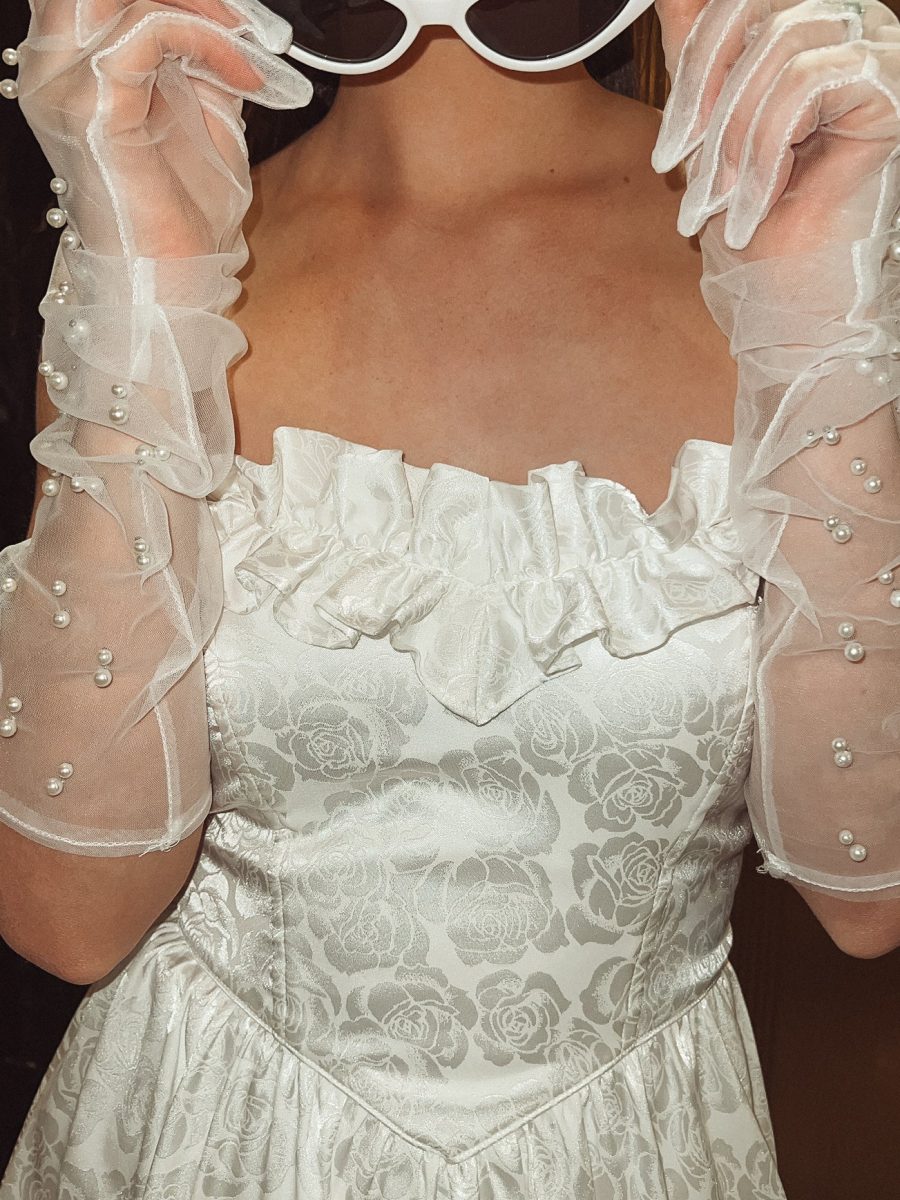 Lala Skort Dress ~ White Rose Satin