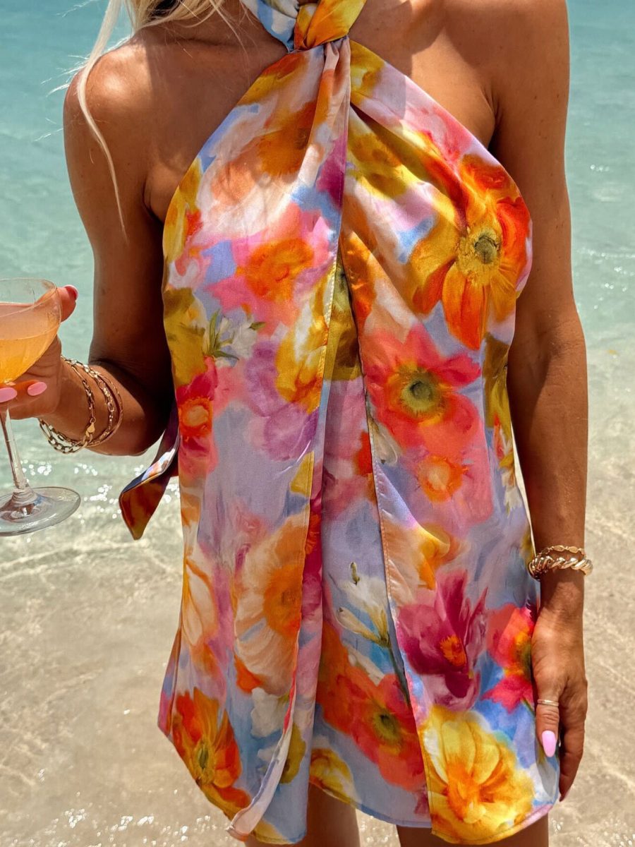 Twist Mini Dress ~ Brushed Blooms