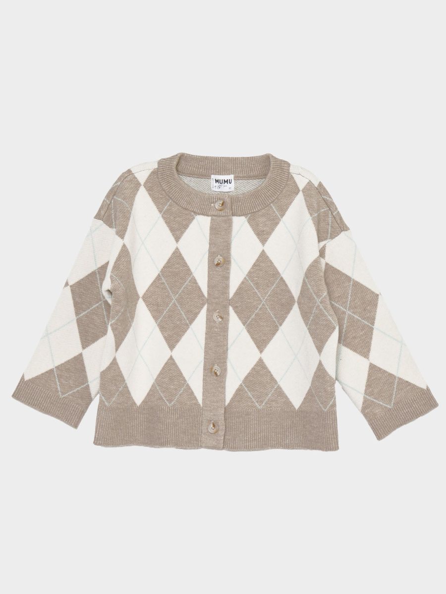 Little Cher Cardi ~ Neutral Argyle Knit