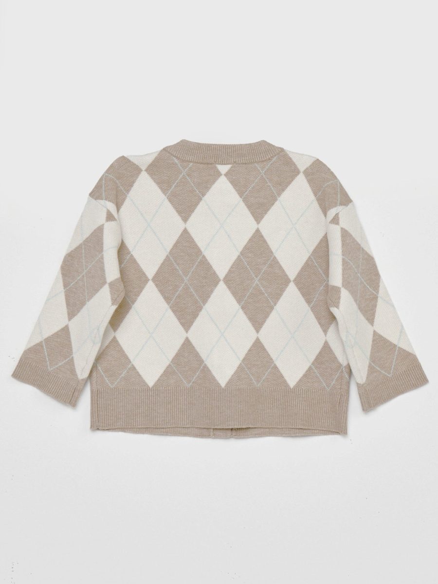 Little Cher Cardi ~ Neutral Argyle Knit