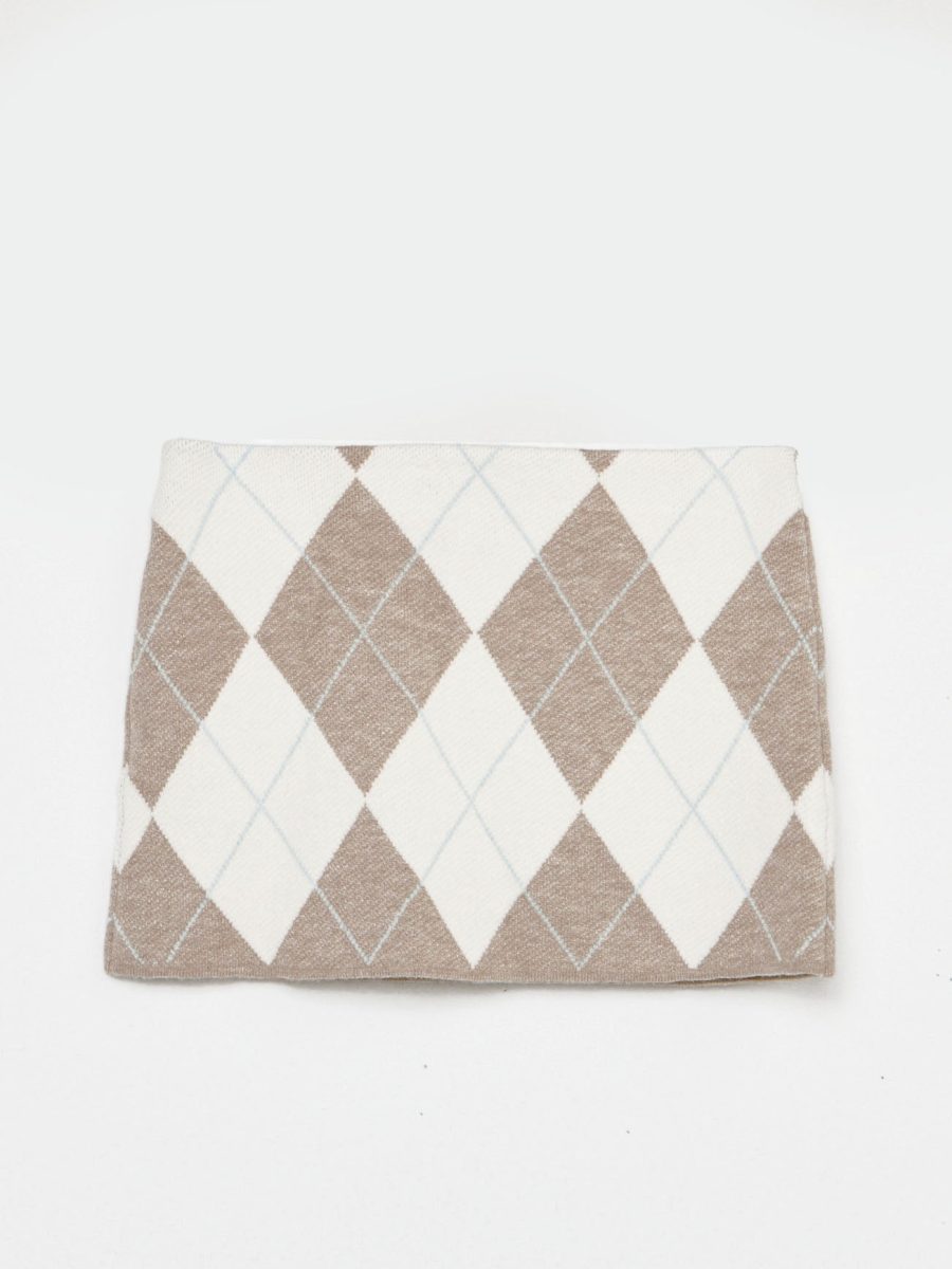 Little Cher Skort ~ Neutral Argyle Knit