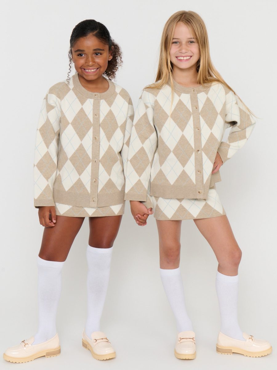 Little Cher Cardi ~ Neutral Argyle Knit