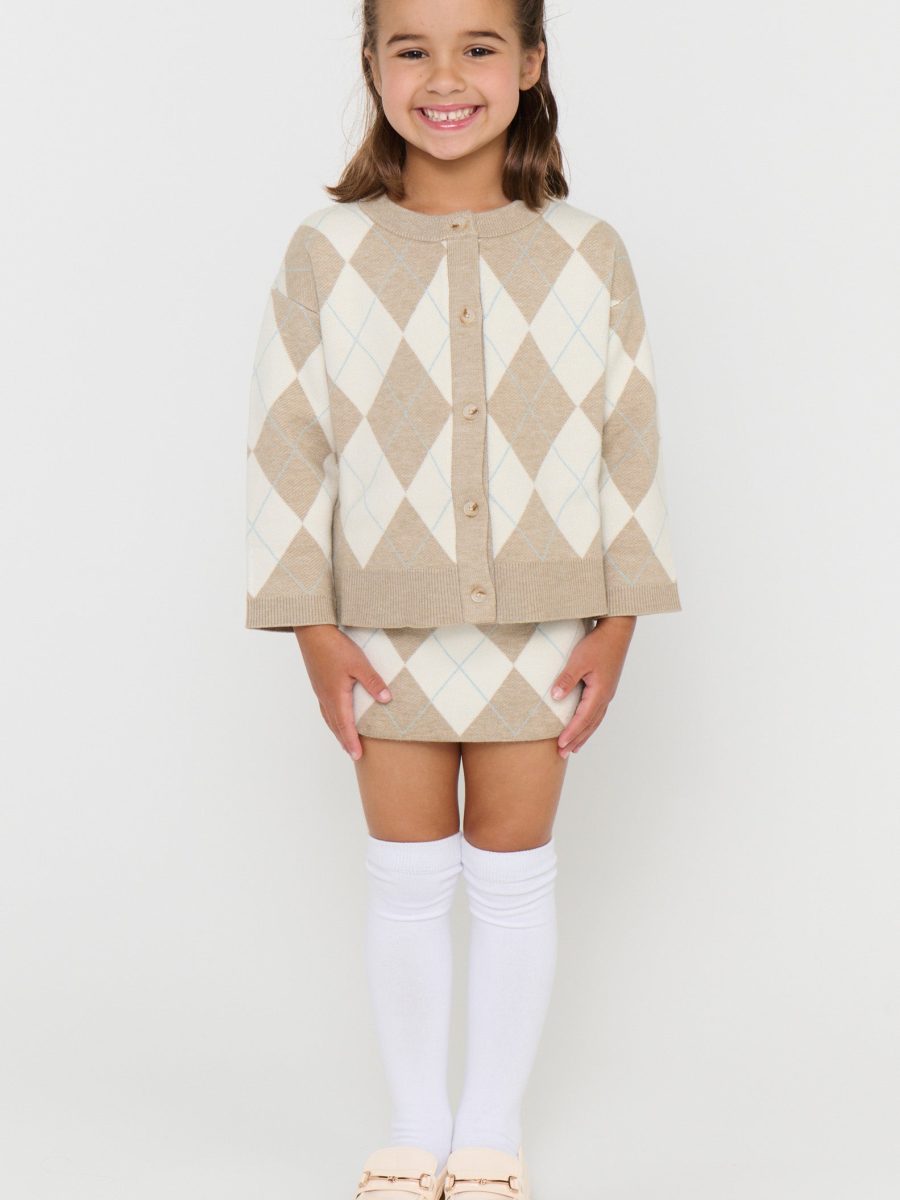 Little Cher Cardi ~ Neutral Argyle Knit