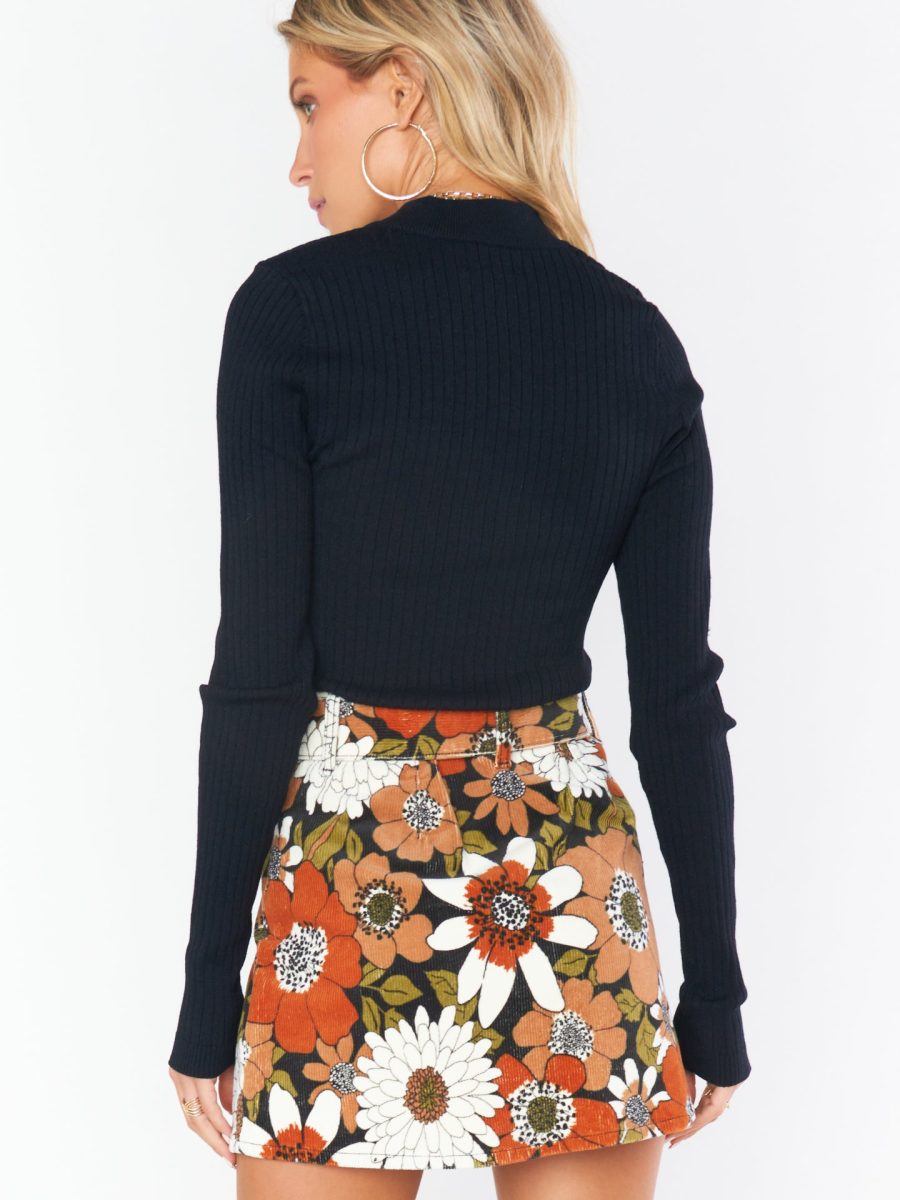 Tyra Belted Skirt ~ Hutton Floral Corduroy