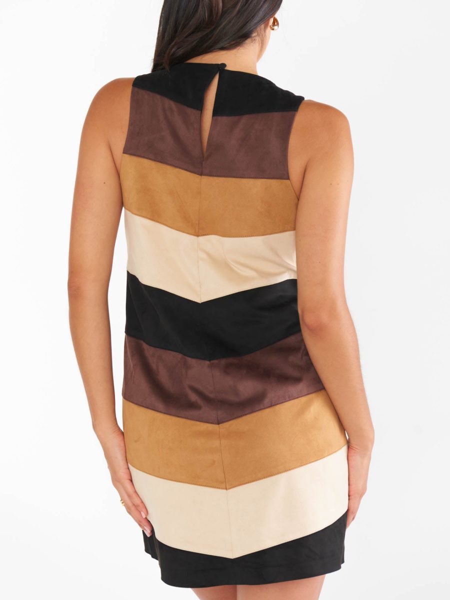 Mod Mini Dress ~ Faux Suede Chevron