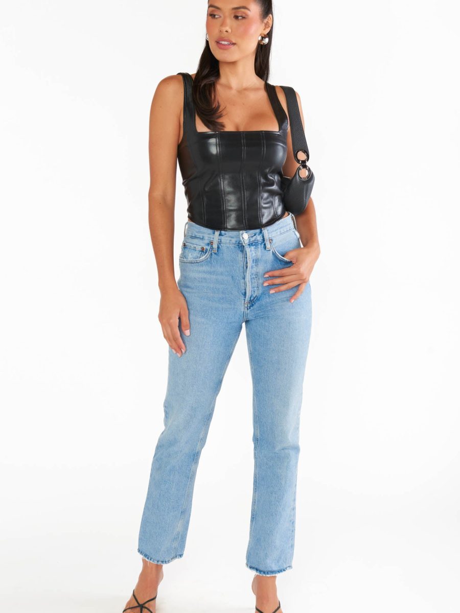 Black Faux Leather