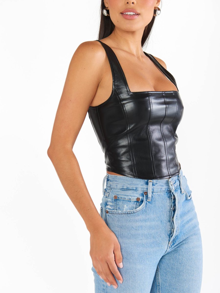 The Corset Top ~ Black Faux Leather