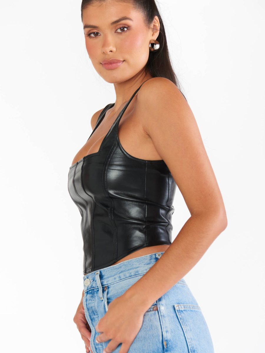The Corset Top ~ Black Faux Leather