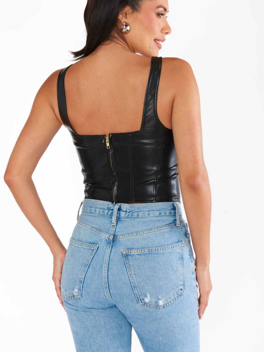 The Corset Top ~ Black Faux Leather