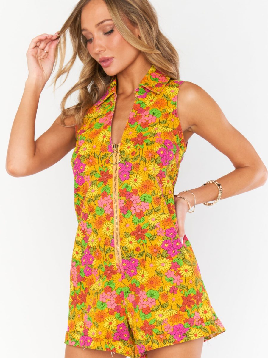 Reno Romper ~ Carnaby Floral Denim