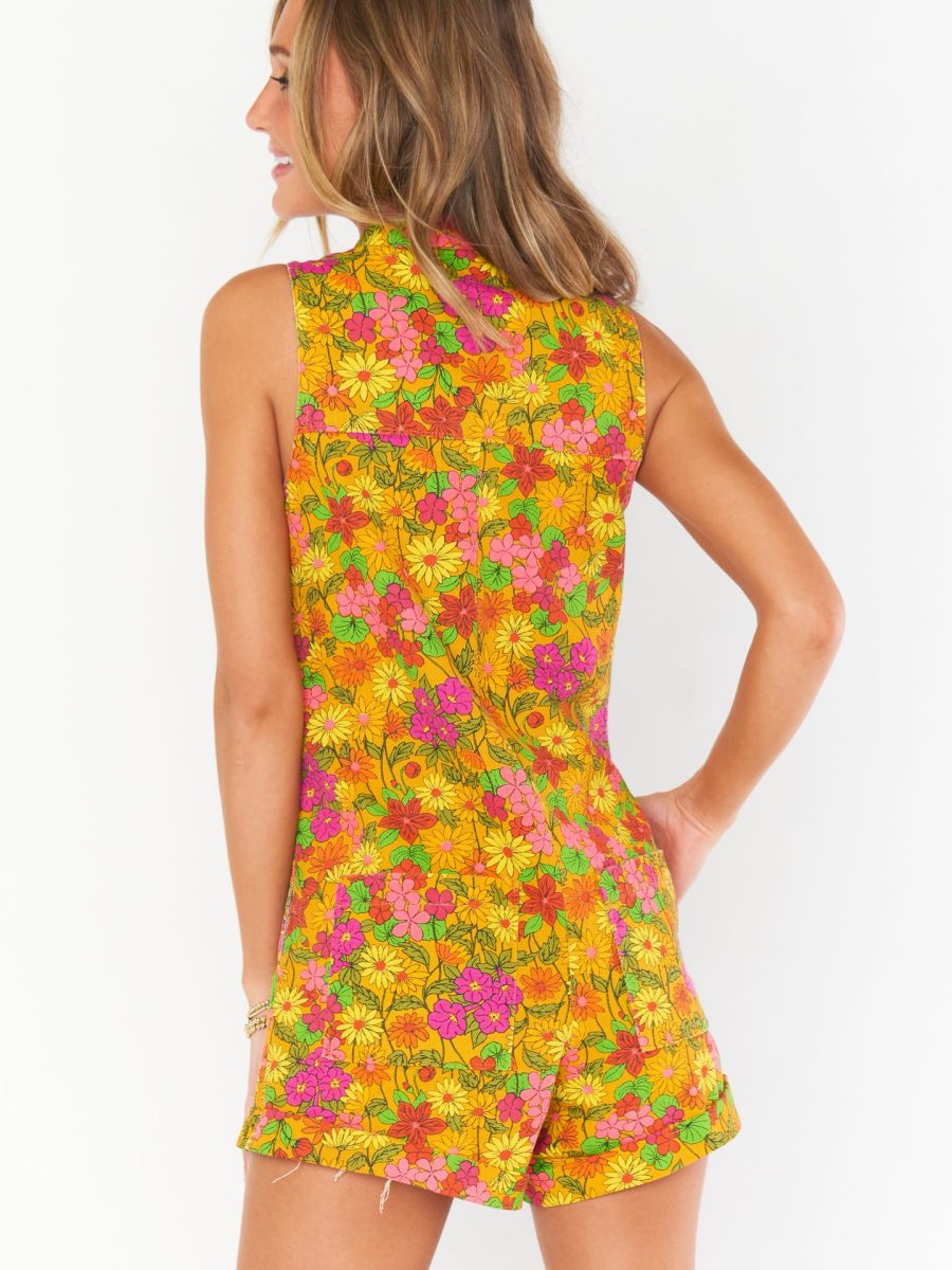 Reno Romper ~ Carnaby Floral Denim